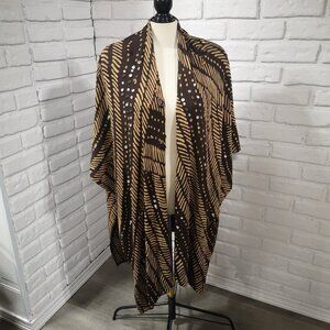 NWT Chico's Ladies No Size Brown & Tan with Bead Embellishments Shawl / Wrap